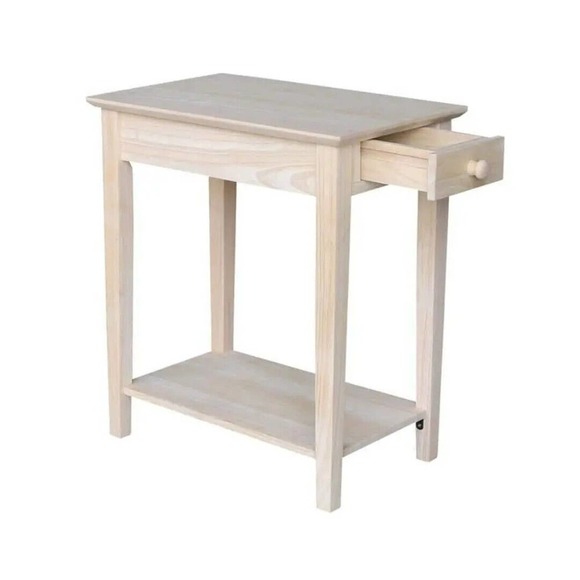 Whitewood Industries End Table Unfinished White Wash Storage Drawer 25 in. H - Picture 3 of 10